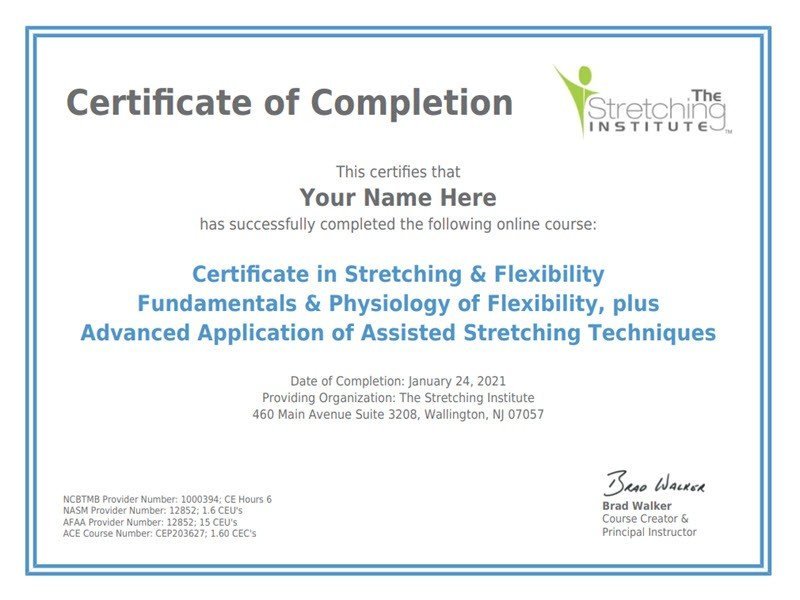 Certificate In Stretching Flexibility Digital Wellness Directory